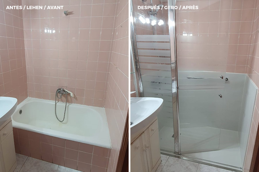 antes y después cambio de bañera por plato de ducha