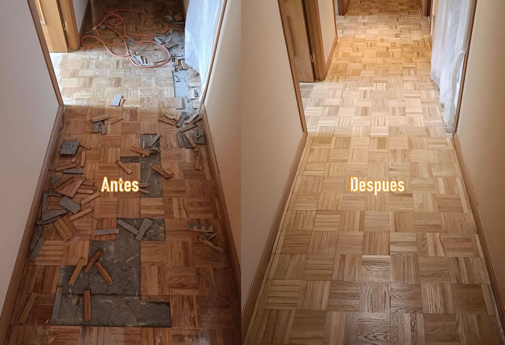 antes y después instalación de tarima flotante