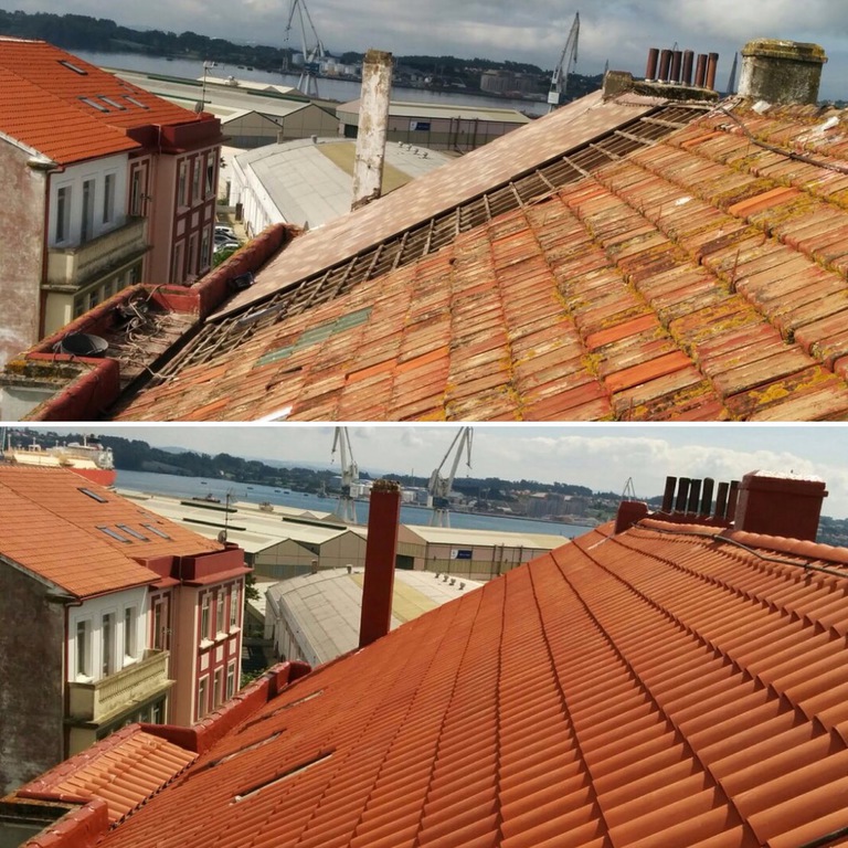 antes y después reparación de tejados